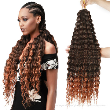 Black Crochet Hair Customs Size Synthetic Long Curly Braiding Hair Water Wave Crochet Wavy Braiding Hair For RU